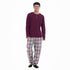 Men Fall Pajama Set Dark Red Buttoned Sweatshirt + Dark red x Grey checkered Pants